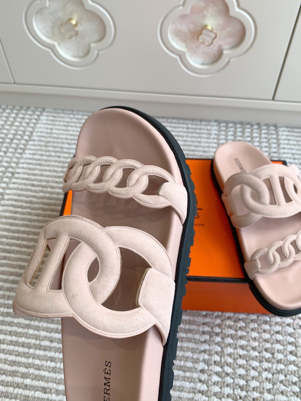 HM 26S EXTRA SANDAL IN LIGHT PINK CALFSKIN AND SUEDE