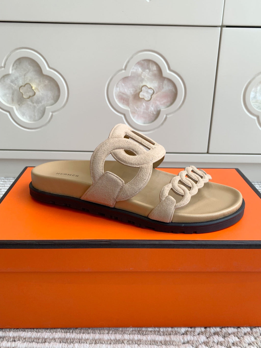 HM 26S EXTRA SANDAL IN BEIGE CALFSKIN AND SUEDE