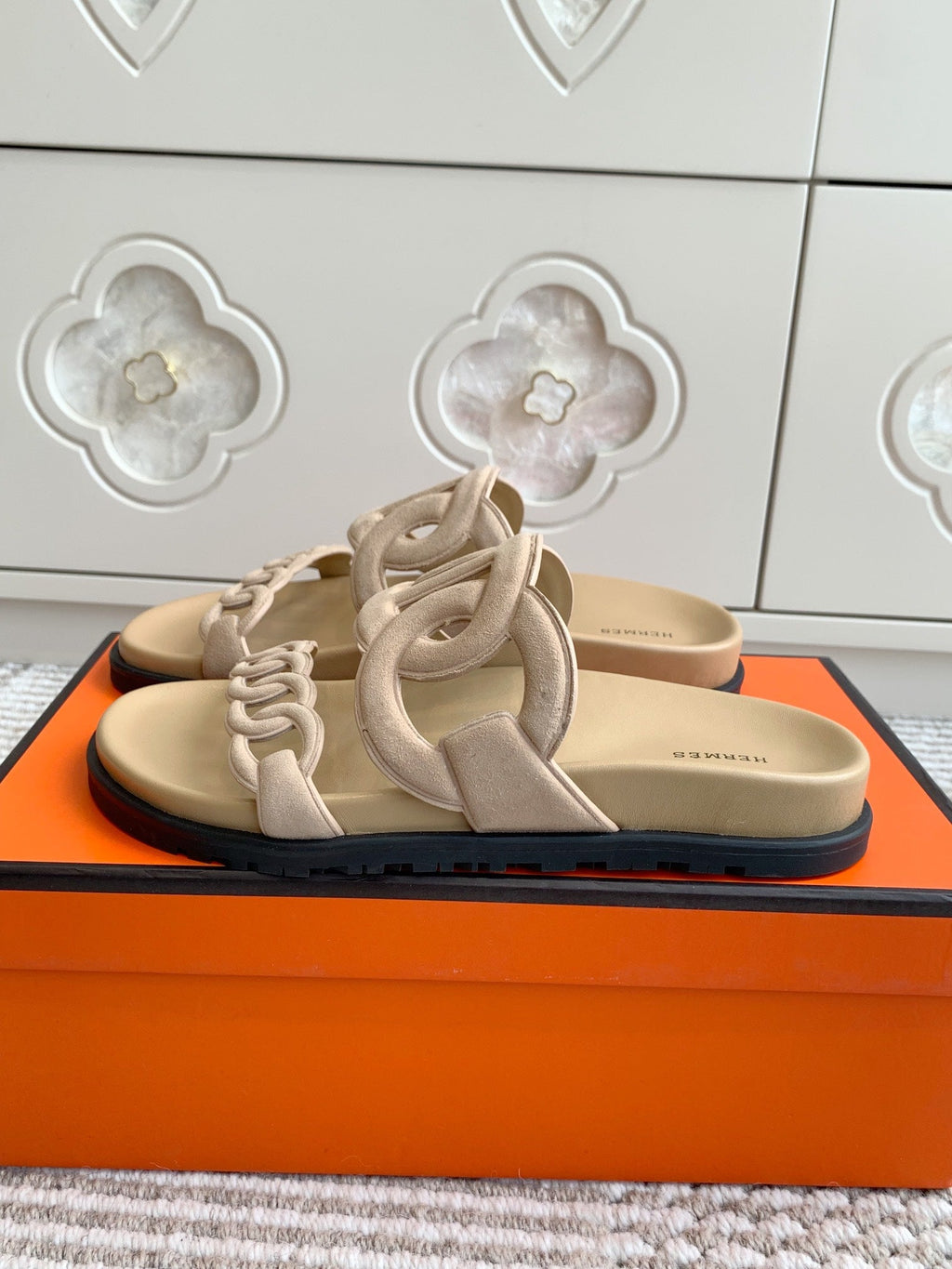 HM 26S EXTRA SANDAL IN BEIGE CALFSKIN AND SUEDE