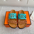 HM 26S EXTRA SANDAL IN AQUA BLUE MIX CARAMEL BROWN CALFSKIN AND SUEDE