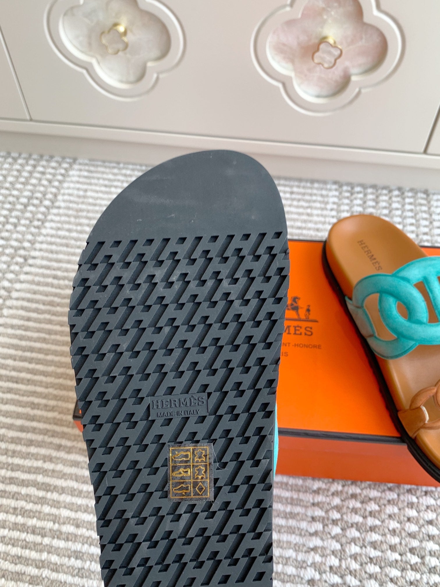 HM 26S EXTRA SANDAL IN AQUA BLUE MIX CARAMEL BROWN CALFSKIN AND SUEDE