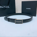 BELT 30MM IN BLACK QUILTED CALFSKIN INTERWOVEN GOLD RECTANGULAR BUCKLE