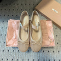 MIUMIU 26S BALLERINAS IN BEIGE MESH FABRIC WITH BOW