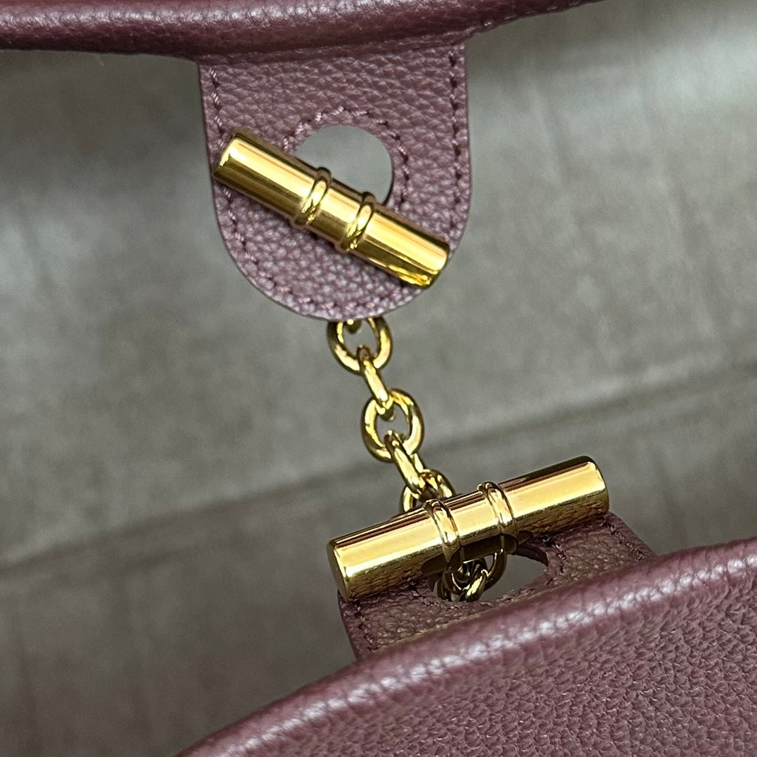 LP GHIERA SHOPPER BAG 40 IN BURGUNDY RED CALFSKIN