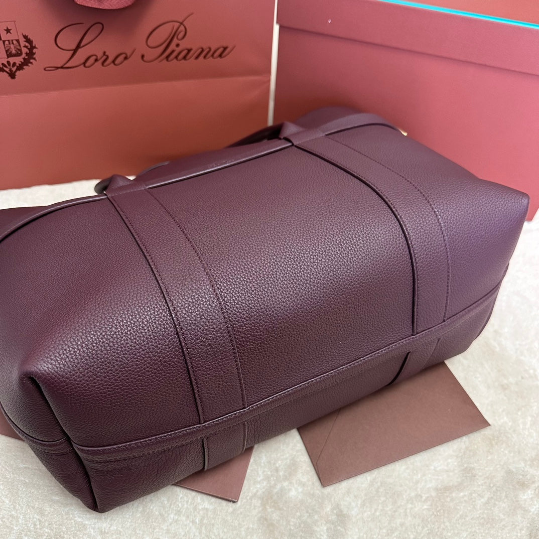LP GHIERA SHOPPER BAG 40 IN BURGUNDY RED CALFSKIN