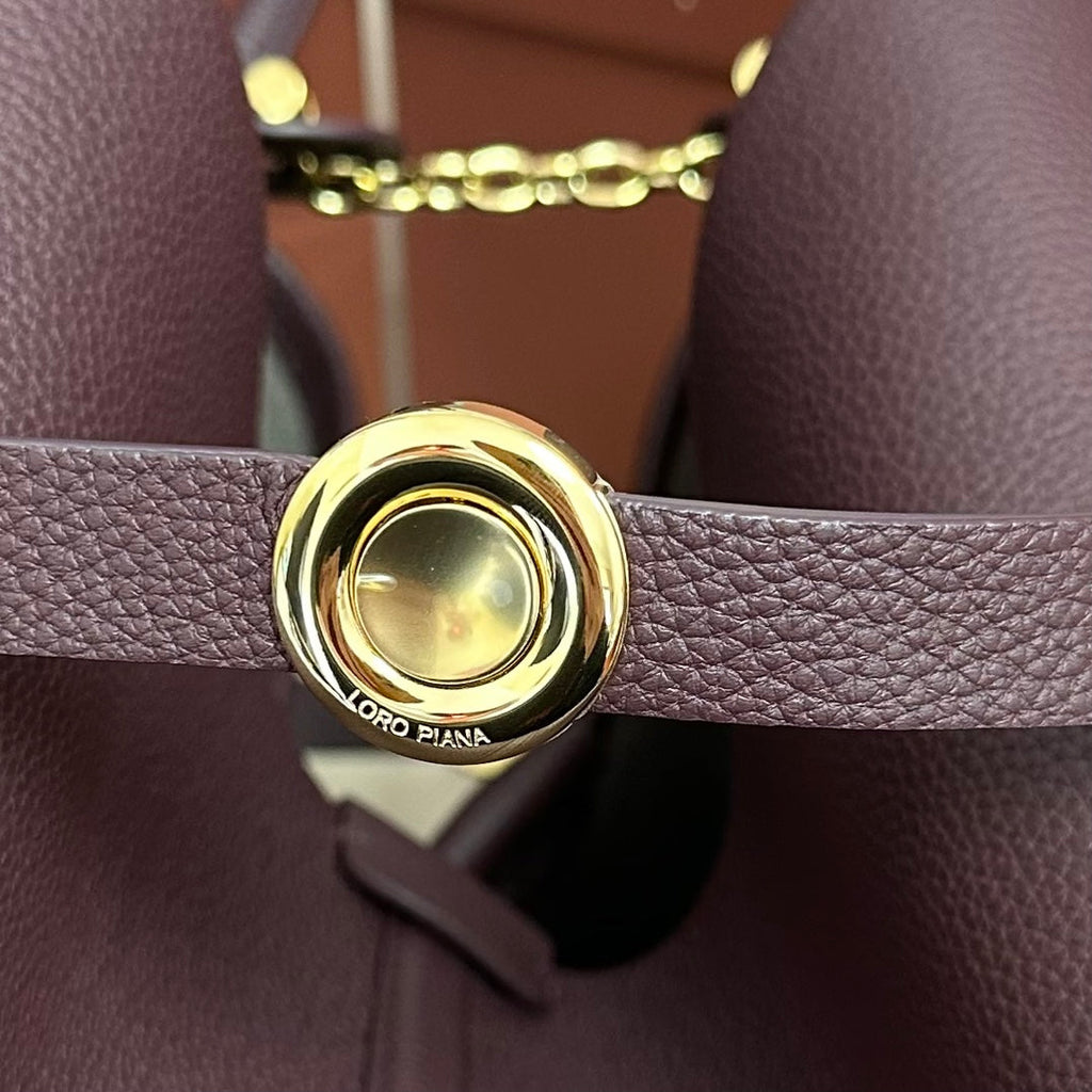 LP GHIERA SHOPPER BAG 40 IN BURGUNDY RED CALFSKIN