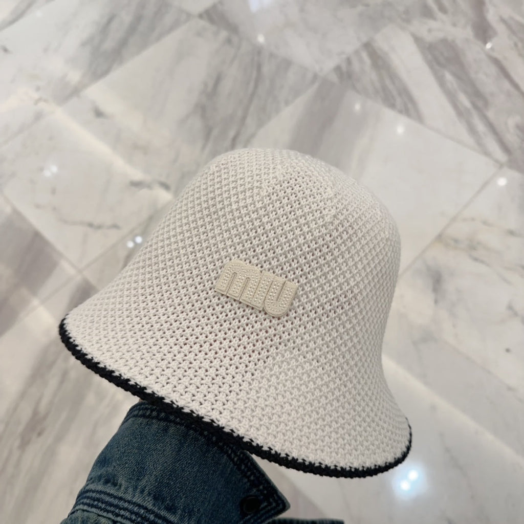 MIUMIU BUCKET IN WHITE MESH FABRIC