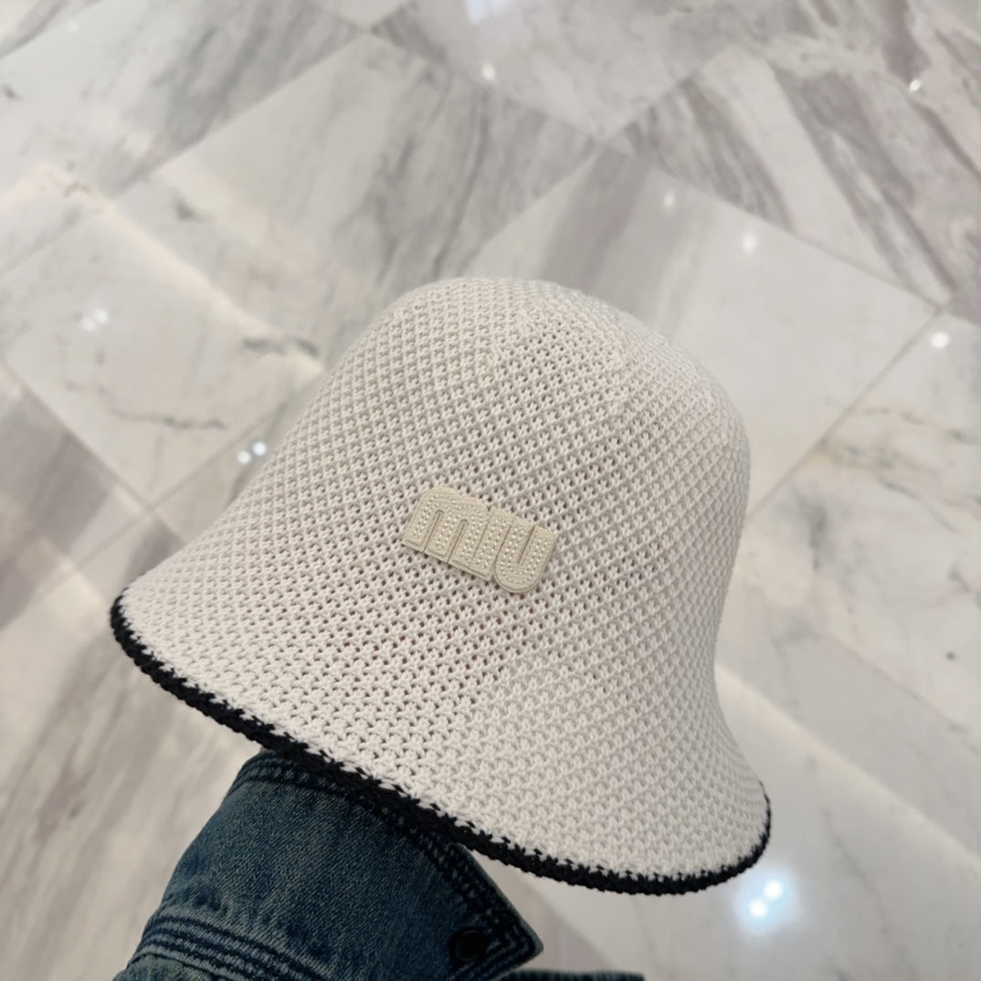 MIUMIU BUCKET IN WHITE MESH FABRIC
