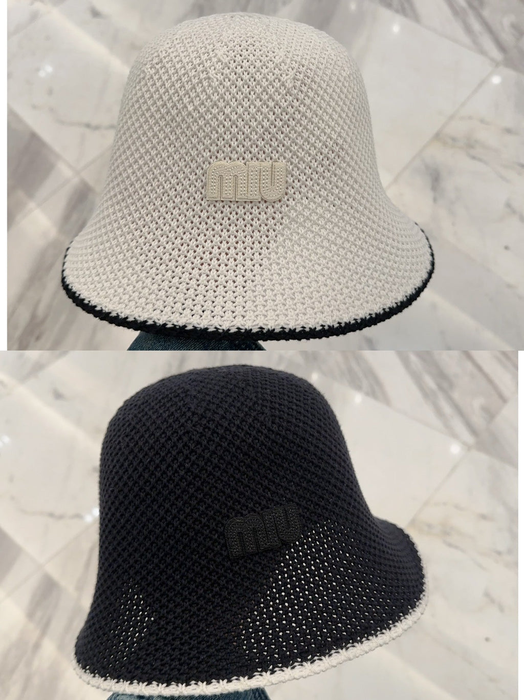 MIUMIU BUCKET IN WHITE MESH FABRIC