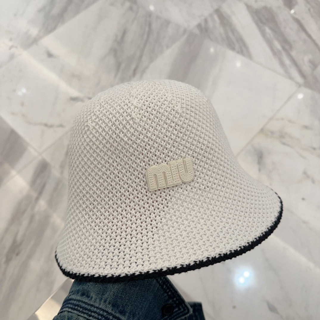 MIUMIU BUCKET IN WHITE MESH FABRIC