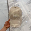 MIUMIU BASEBALL CAP IN LIGHT BEIGE DISTRESSED FABRIC STYLE 3