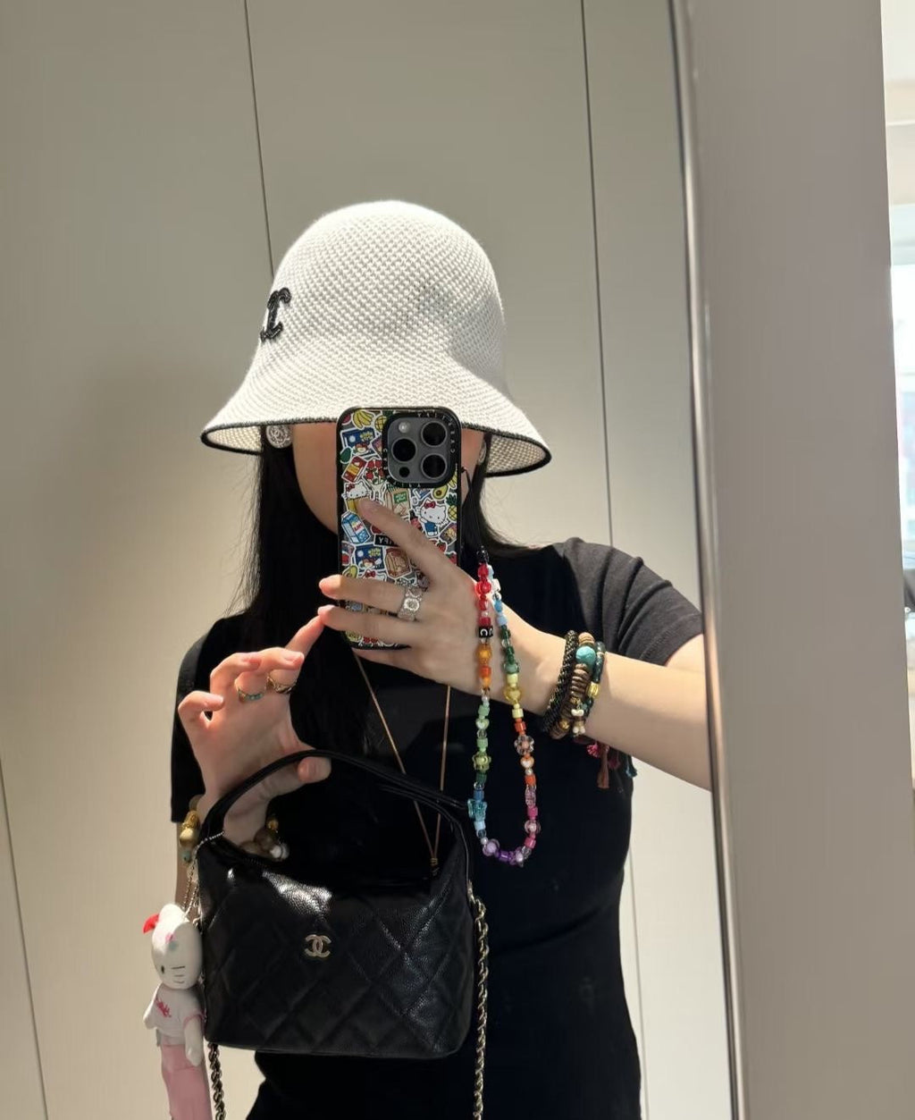 KNITTED BUCKET HAT IVORY 665963