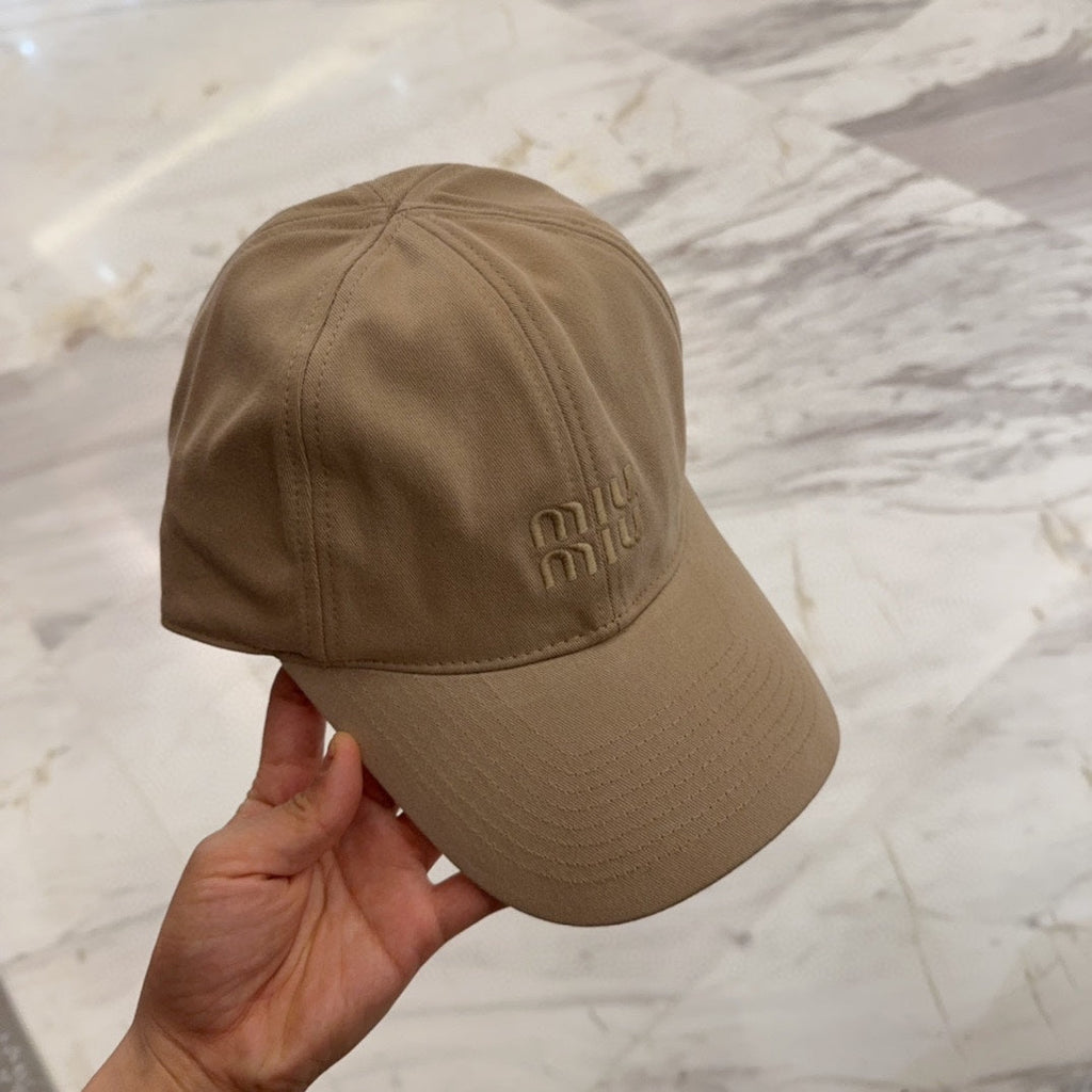 MIUMIU BASEBALL CAP IN BEIGE FABRIC EMBROIDERED LOGO STYLE 8
