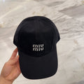 MIUMIU BASEBALL CAP IN BLACK FABRIC EMBROIDERED LOGO STYLE 5