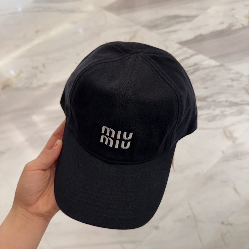 MIUMIU BASEBALL CAP IN BLACK FABRIC EMBROIDERED LOGO STYLE 5