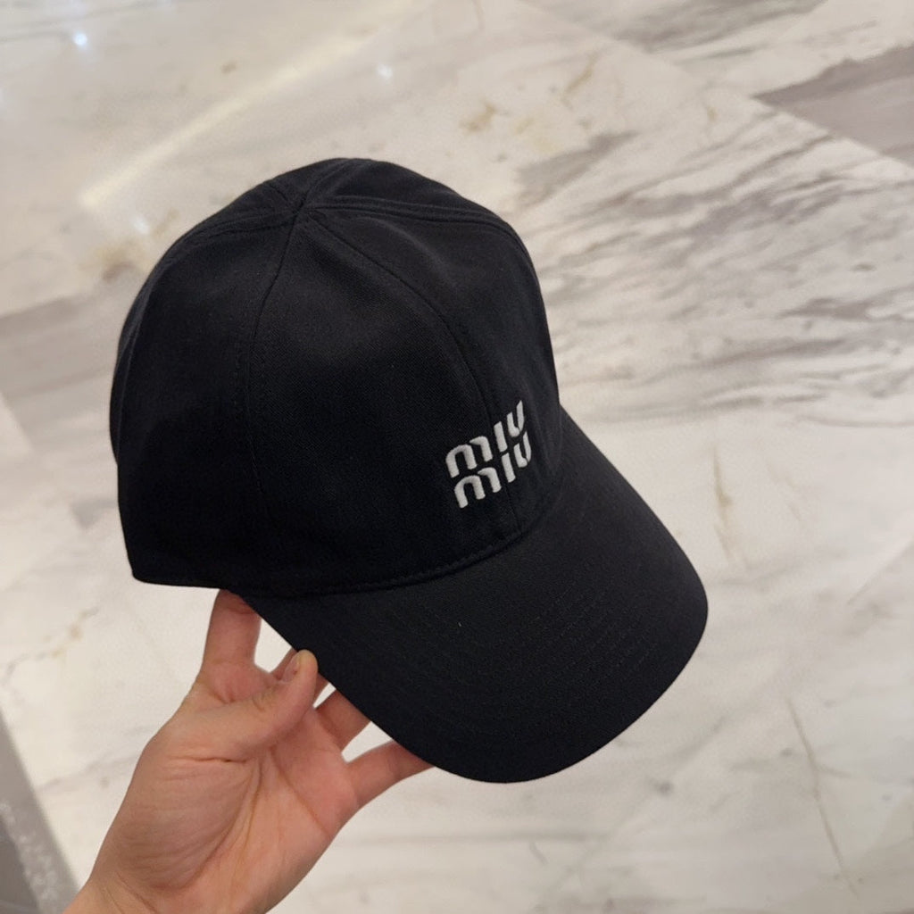 MIUMIU BASEBALL CAP IN BLACK FABRIC EMBROIDERED LOGO STYLE 5