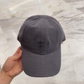 MIUMIU BASEBALL CAP IN GREY FABRIC EMBROIDERED LOGO STYLE 2