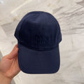 MIUMIU BASEBALL CAP IN NAVY BLUE FABRIC EMBROIDERED LOGO STYLE 1