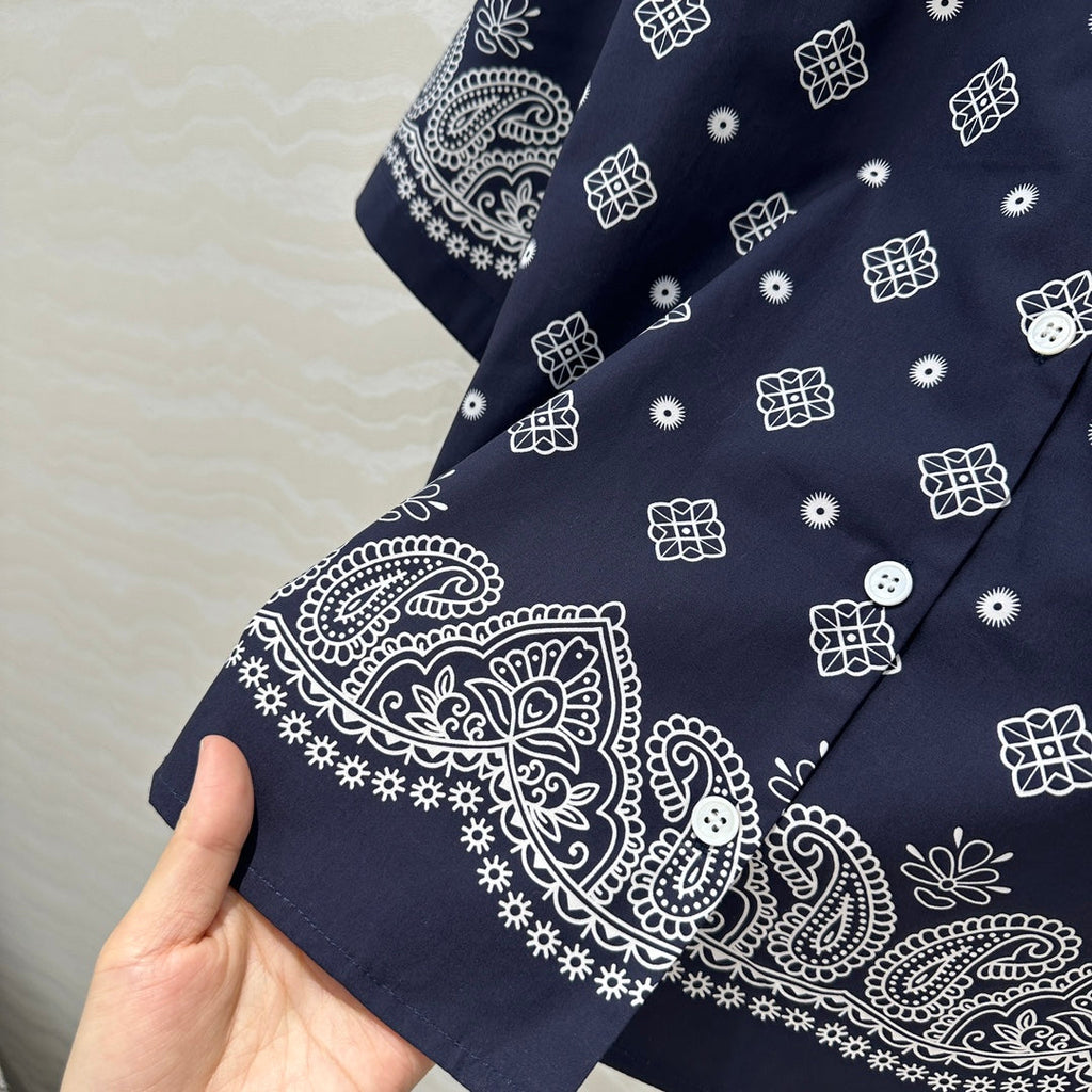 MIUMIU MIDNIGHT BLUE SHORT-SLEEVE SHIRT 261480