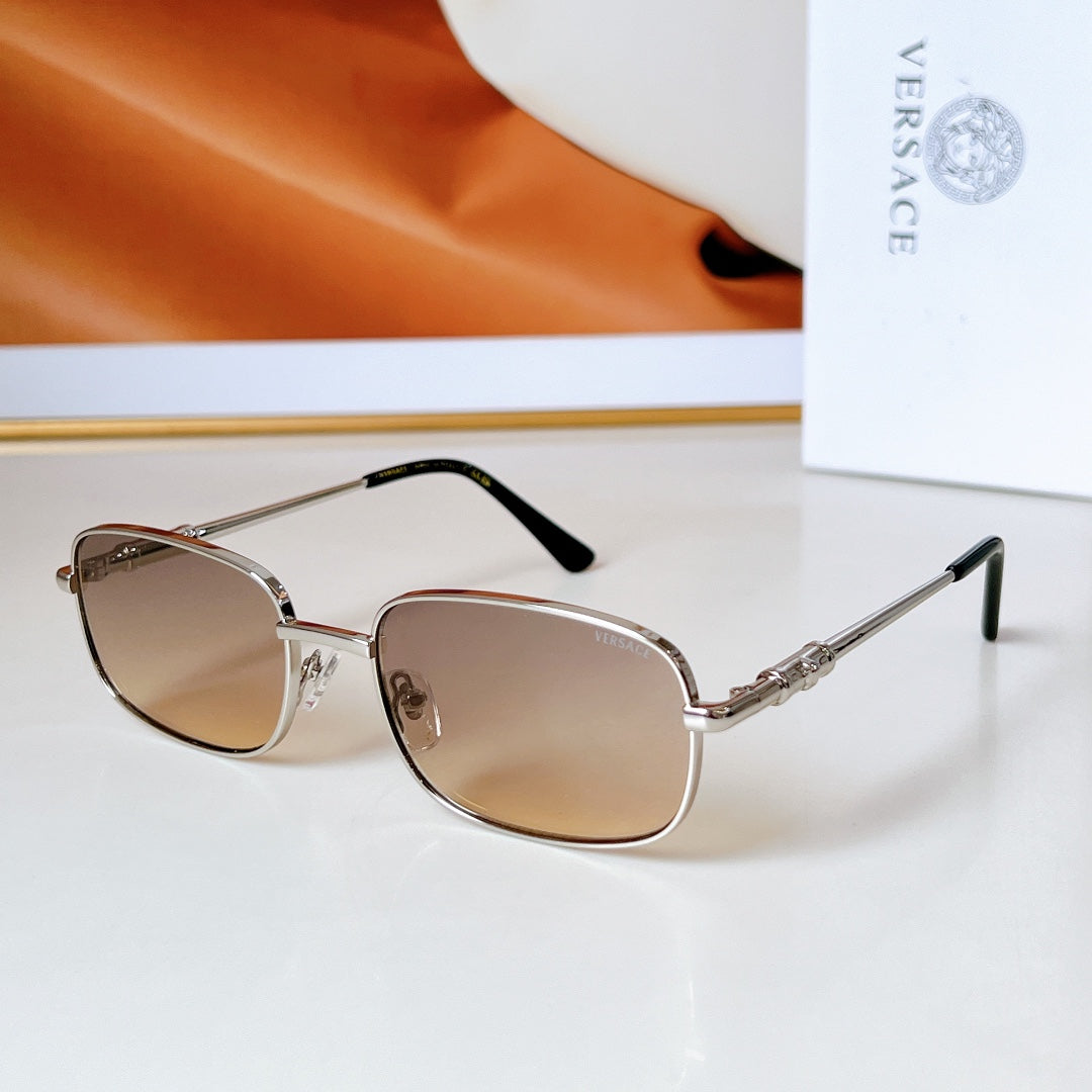 DAMIER PLAQUE RECTANGULAR FRAME SUNGLASSES MOD X15S IN METAL