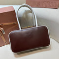 MIUMIU 26S BEAU BAG 30 IN DARK BROWN AND WHITE CALFSKIN