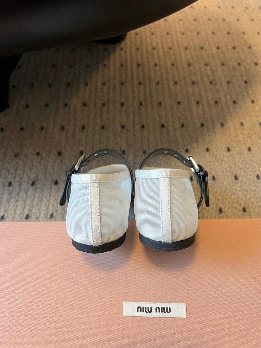 MIUMIU 26S BALLERINAS IN WHITE MESH FABRIC