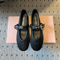 MIUMIU 26S BALLERINAS IN BLACK MESH FABRIC