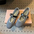 MIUMIU 26S BALLERINAS IN ALUMINUM GRAY MESH FABRIC