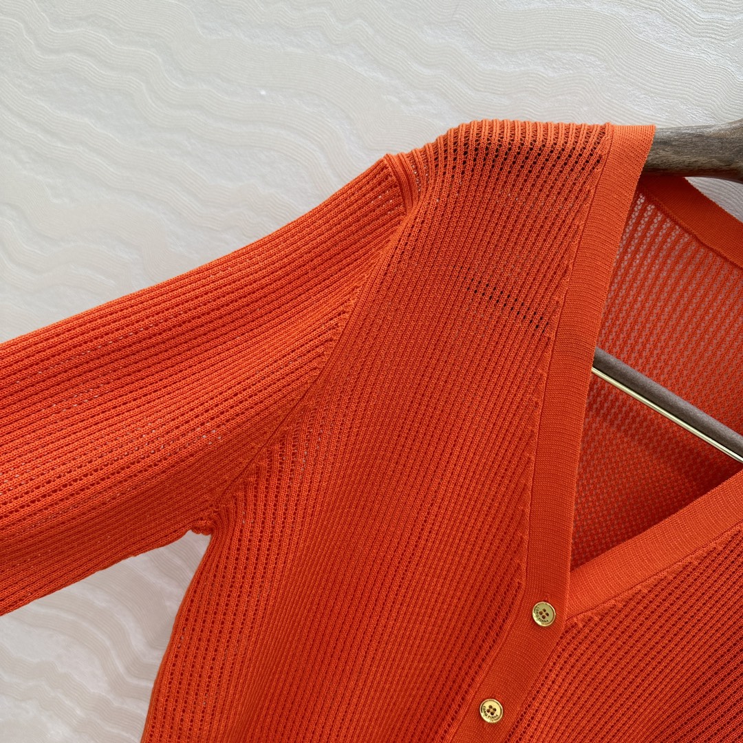 LP RED ORANGE V-NECK KNIT CARDIGAN