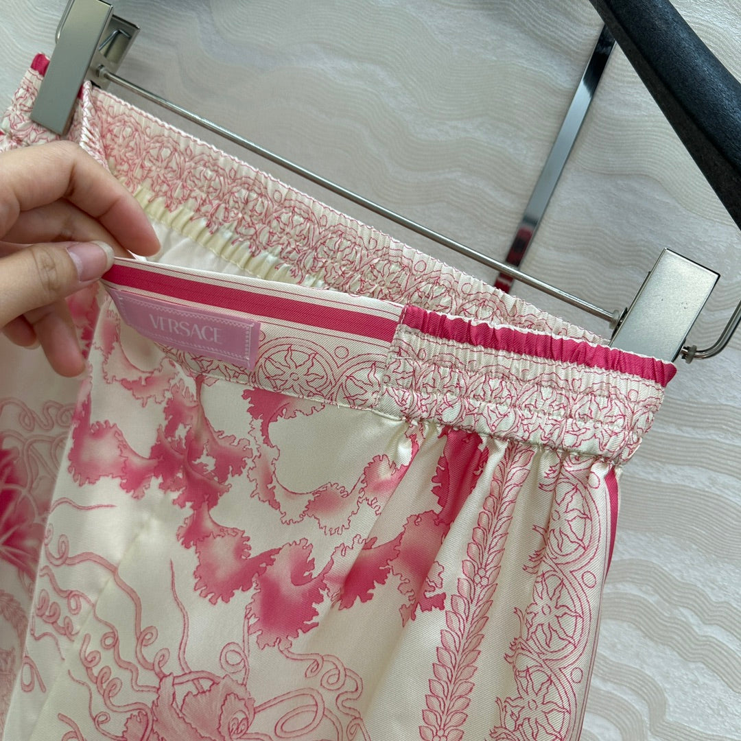 VERSACE SILK SHORTS WITH CORAL PRINT 263963