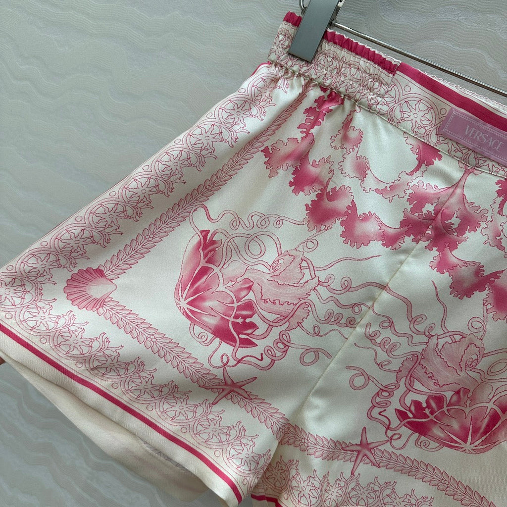 VERSACE SILK SHORTS WITH CORAL PRINT 263963