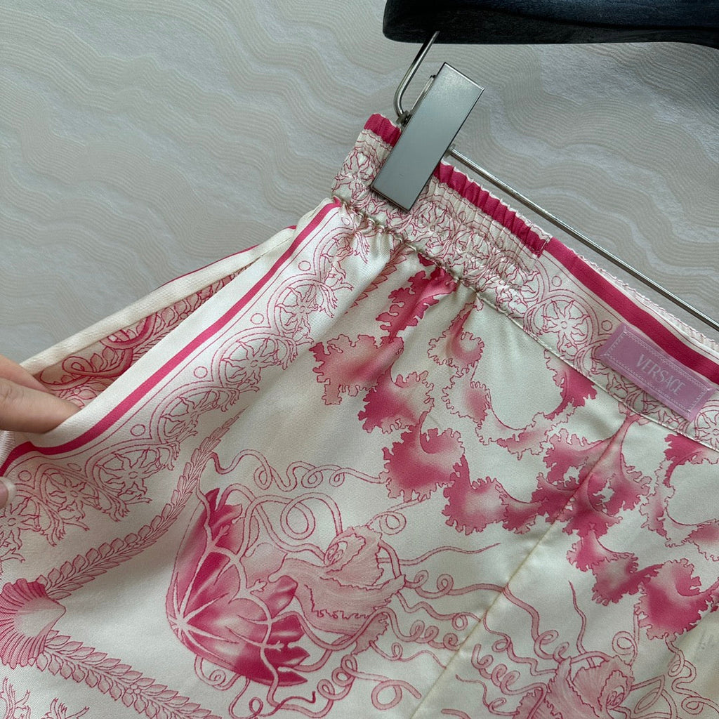 VERSACE SILK SHORTS WITH CORAL PRINT 263963