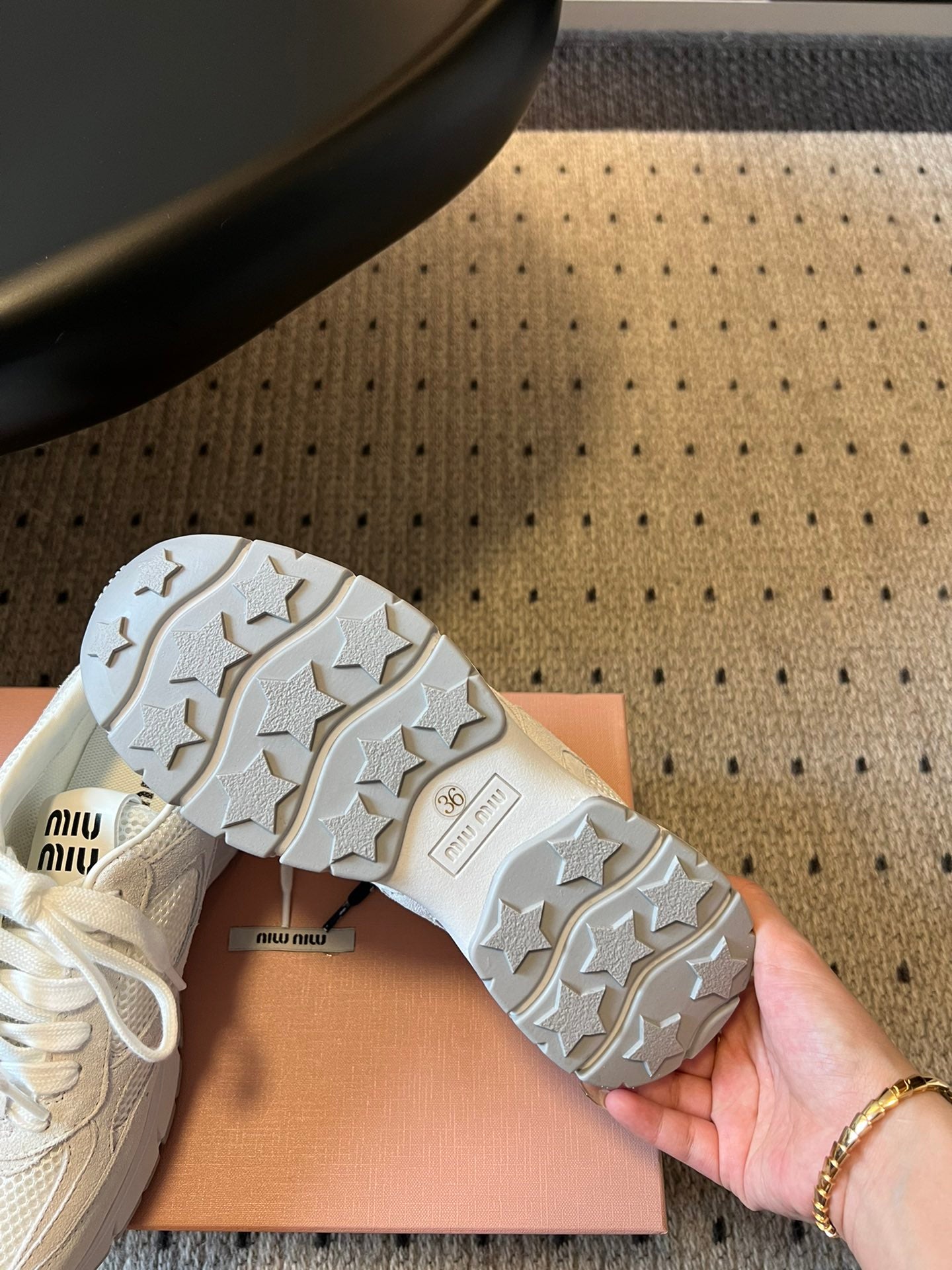 MIUMIU 26S SNEAKERS IN WHITE MESH MIX CALFSKIN