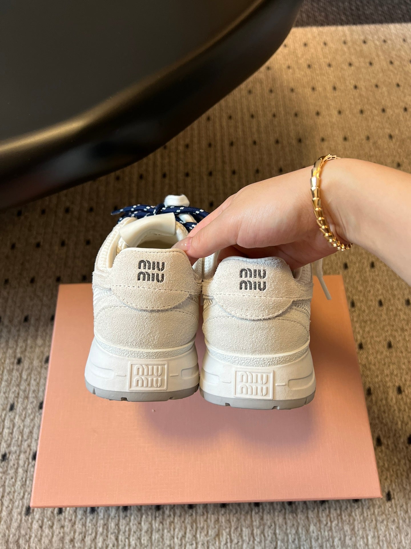 MIUMIU 26S SNEAKERS IN WHITE MESH MIX CALFSKIN