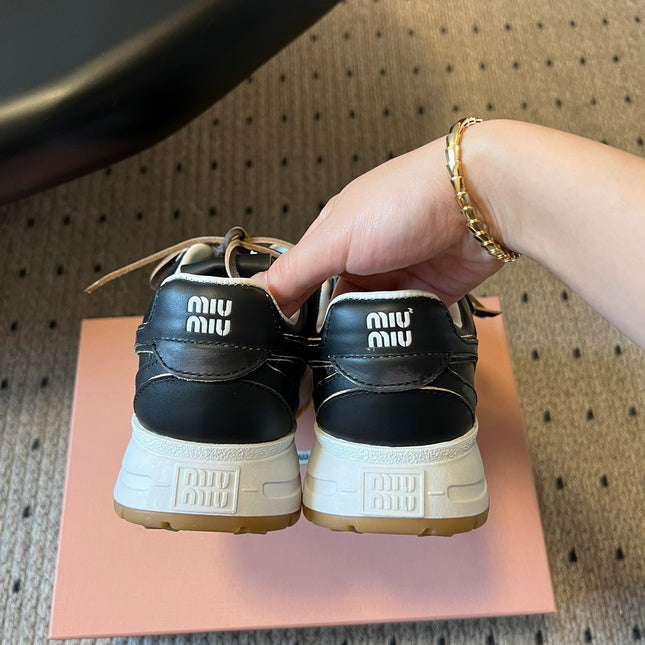 MIUMIU 26S SNEAKERS 530 SL IN BLACK CALFSKIN