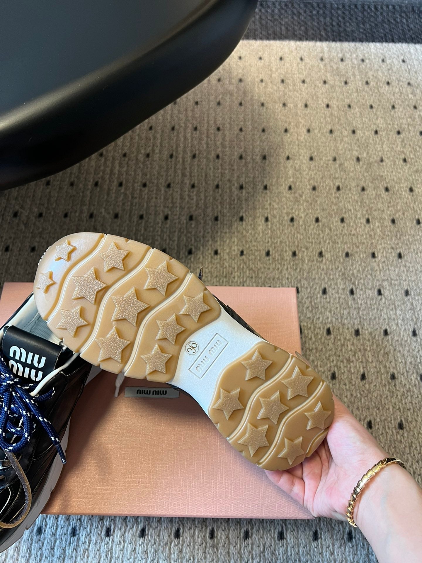 MIUMIU 26S SNEAKERS 530 SL IN BLACK CALFSKIN