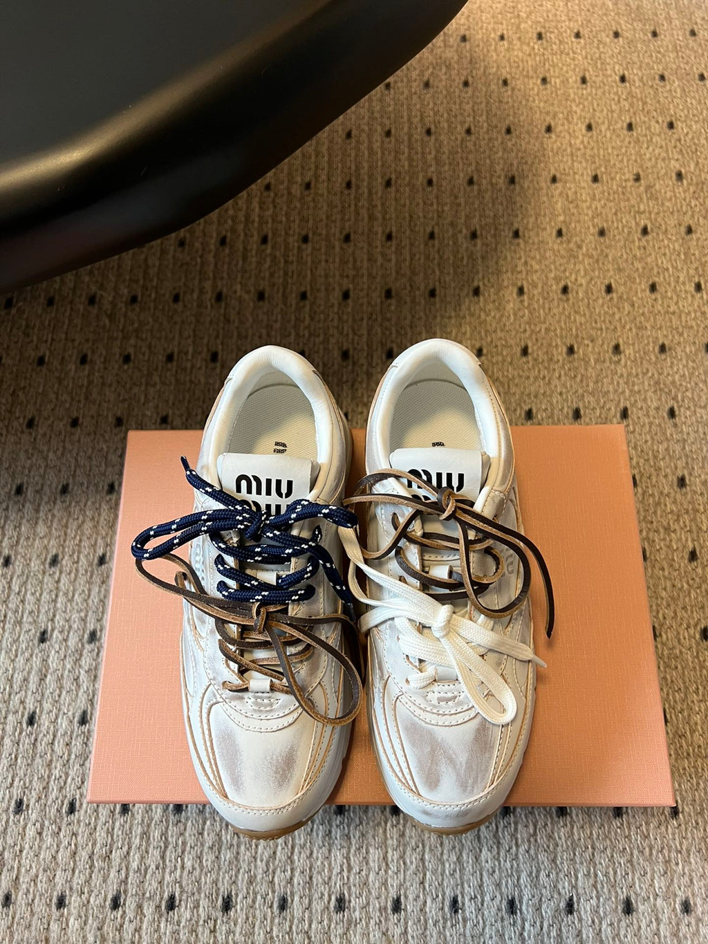 MIUMIU 26S SNEAKERS 530 SL IN WHITE CALFSKIN