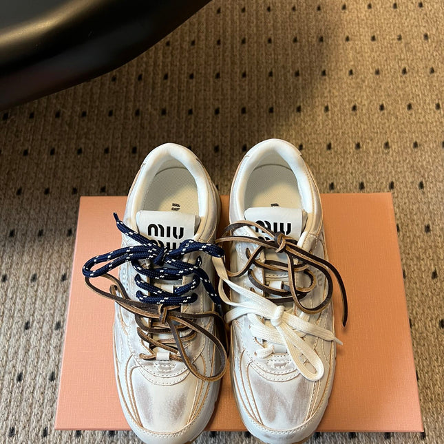 MIUMIU 26S SNEAKERS 530 SL IN WHITE CALFSKIN