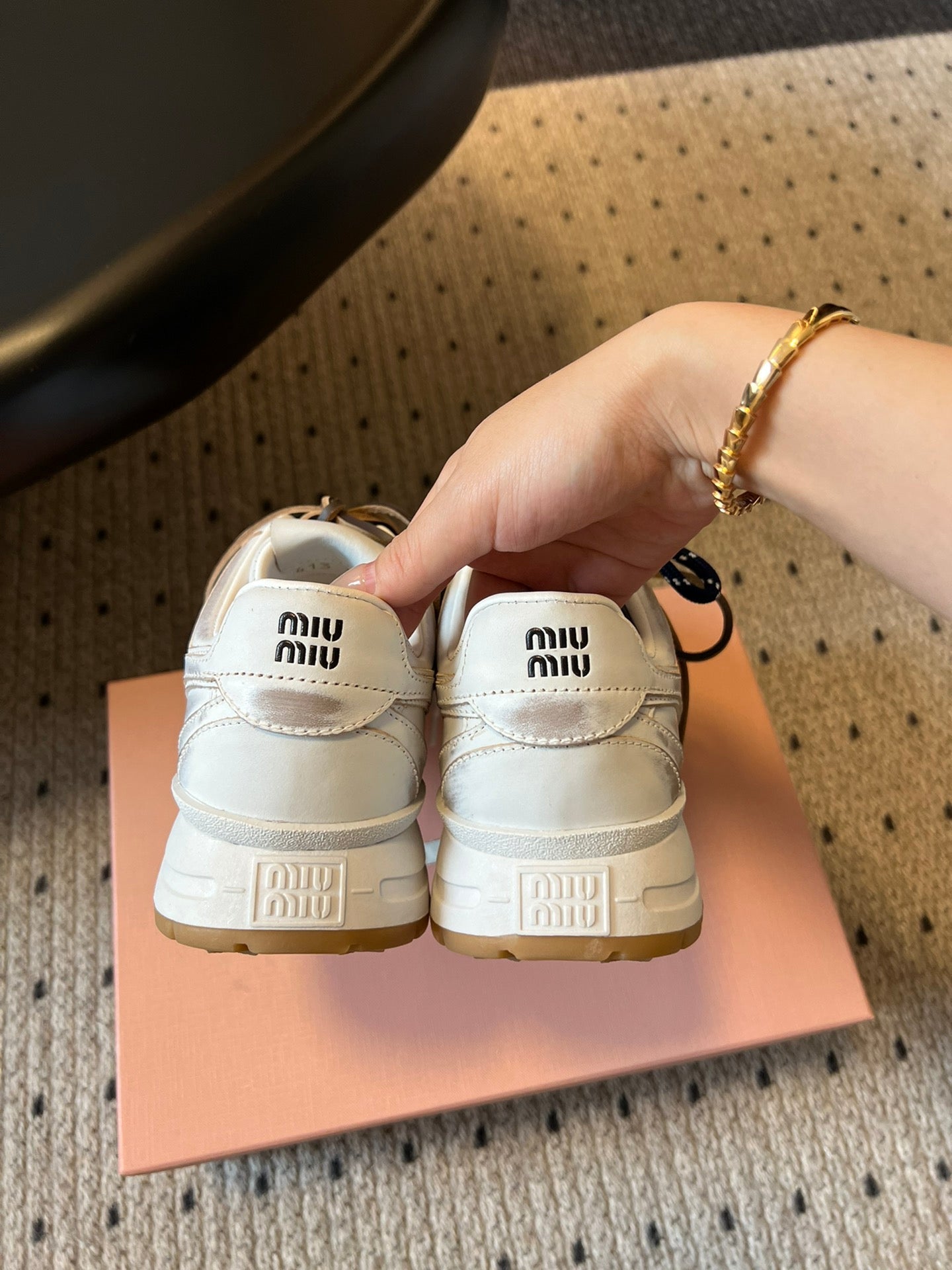 MIUMIU 26S SNEAKERS 530 SL IN WHITE CALFSKIN