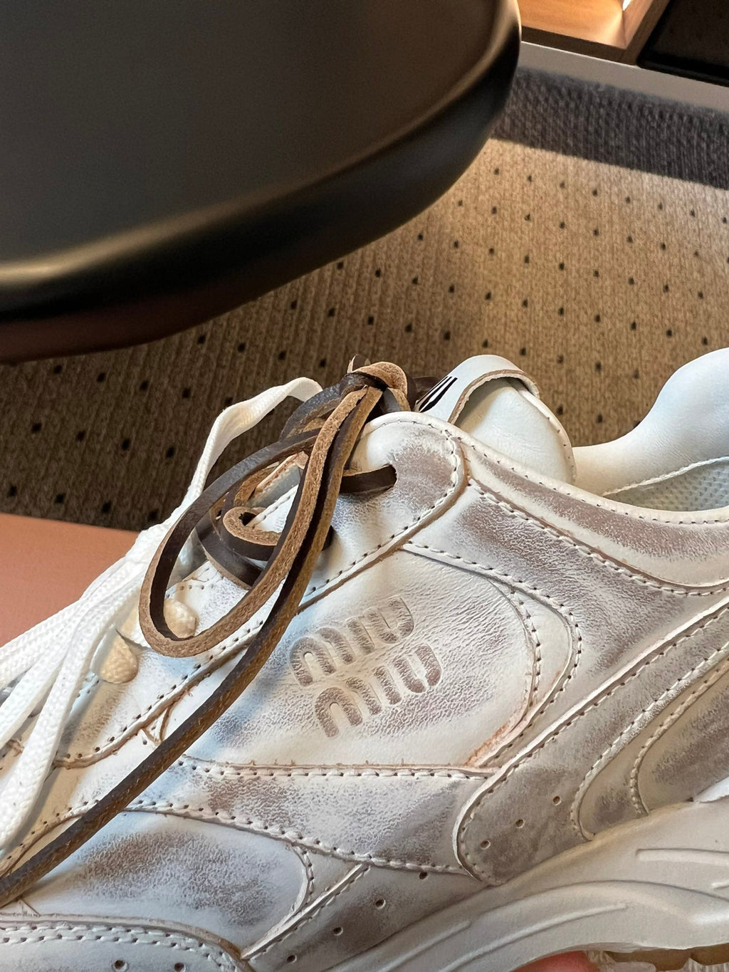 MIUMIU 26S SNEAKERS 530 SL IN WHITE CALFSKIN