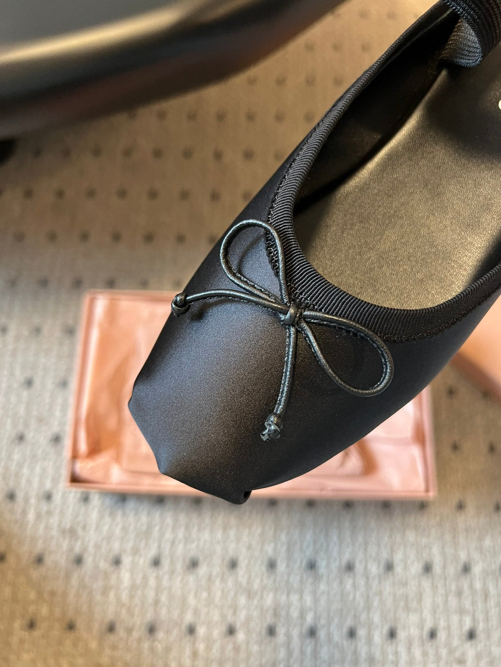 MIUMIU 26S BALLET MULES IN BLACK SATIN WITH BOW