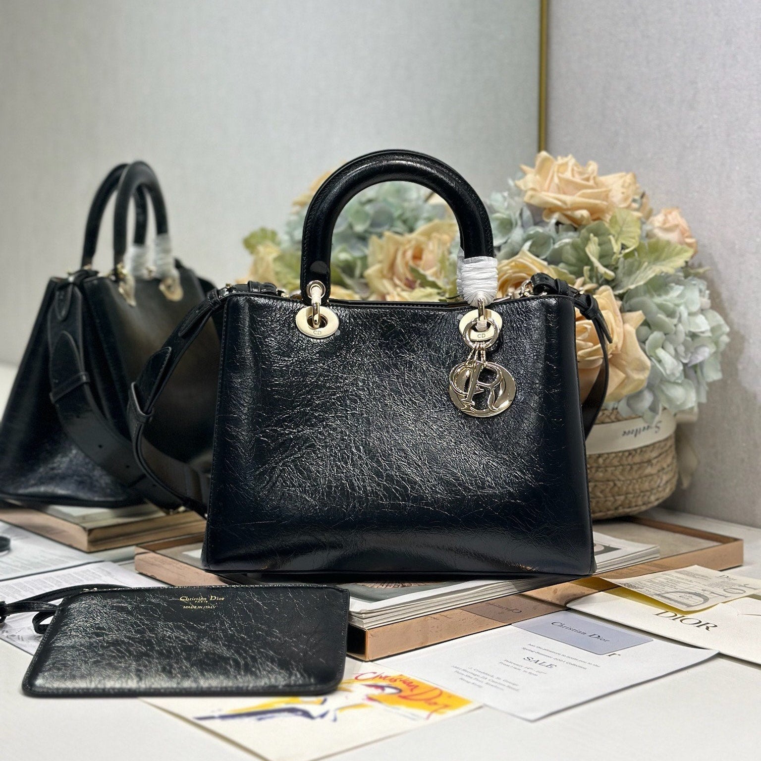 DIOR 26S TOUJOURS BAG 28 IN BLACK CALFSKIN
