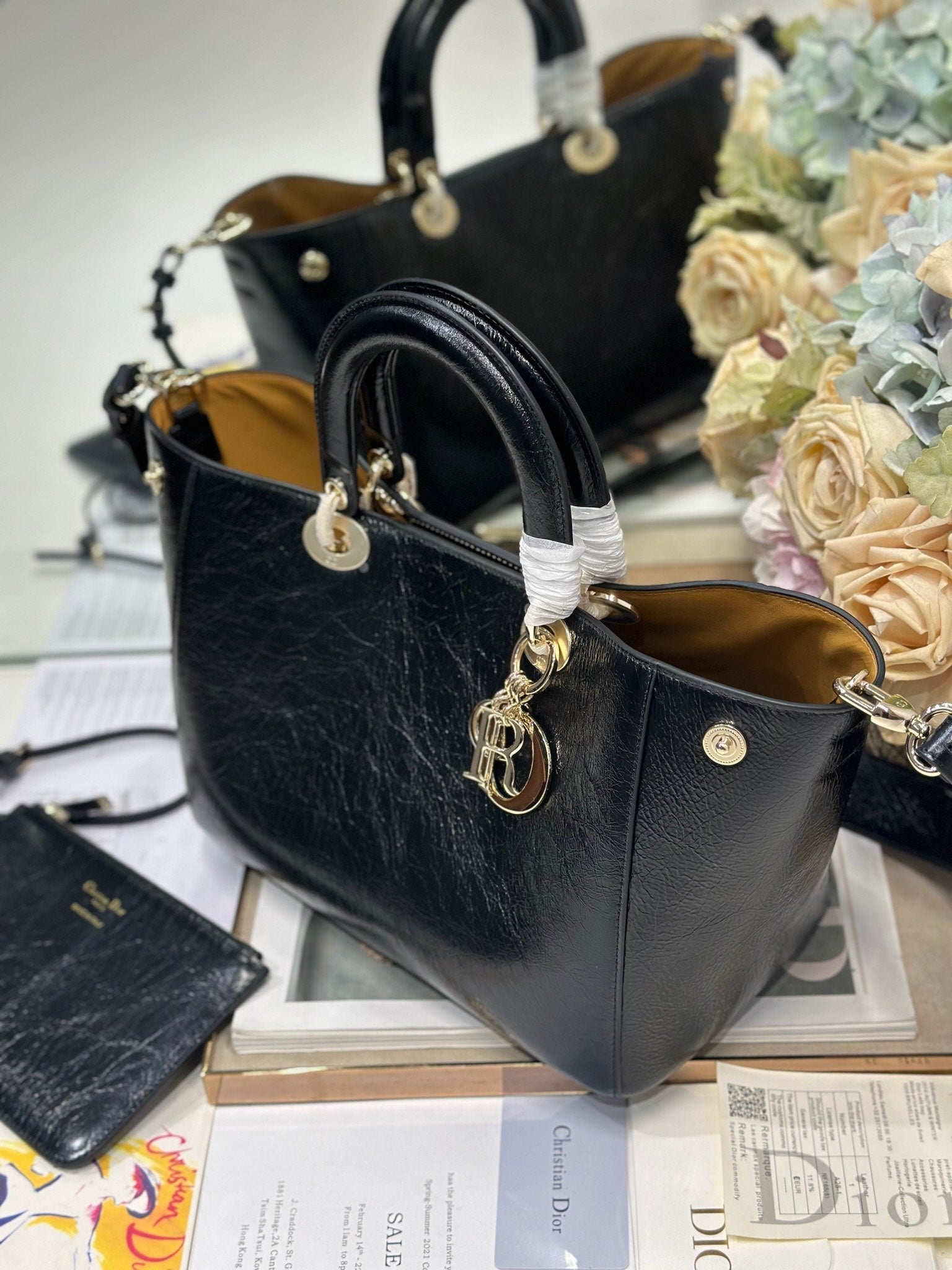 DIOR 26S TOUJOURS BAG 28 IN BLACK CALFSKIN