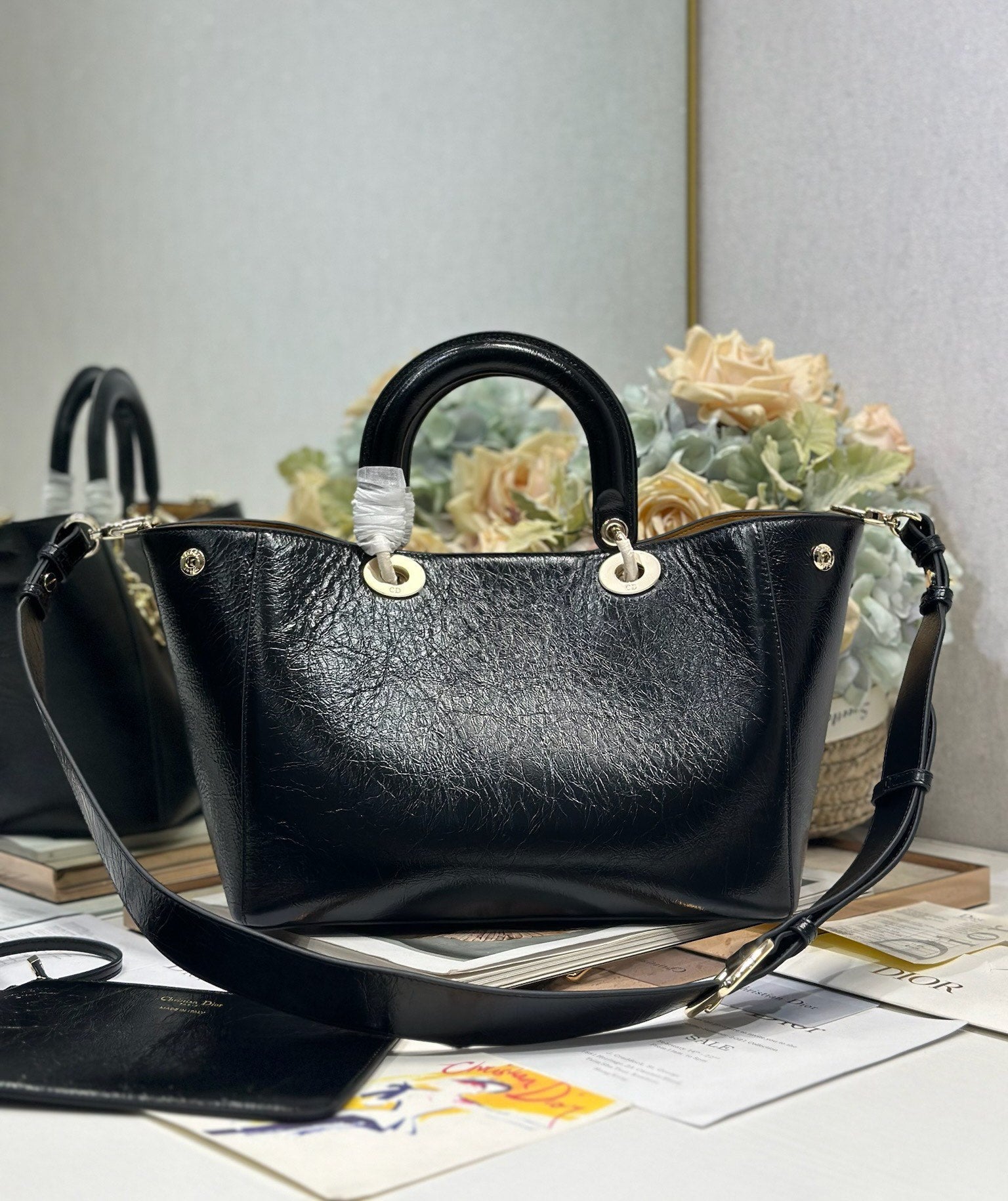 DIOR 26S TOUJOURS BAG 28 IN BLACK CALFSKIN