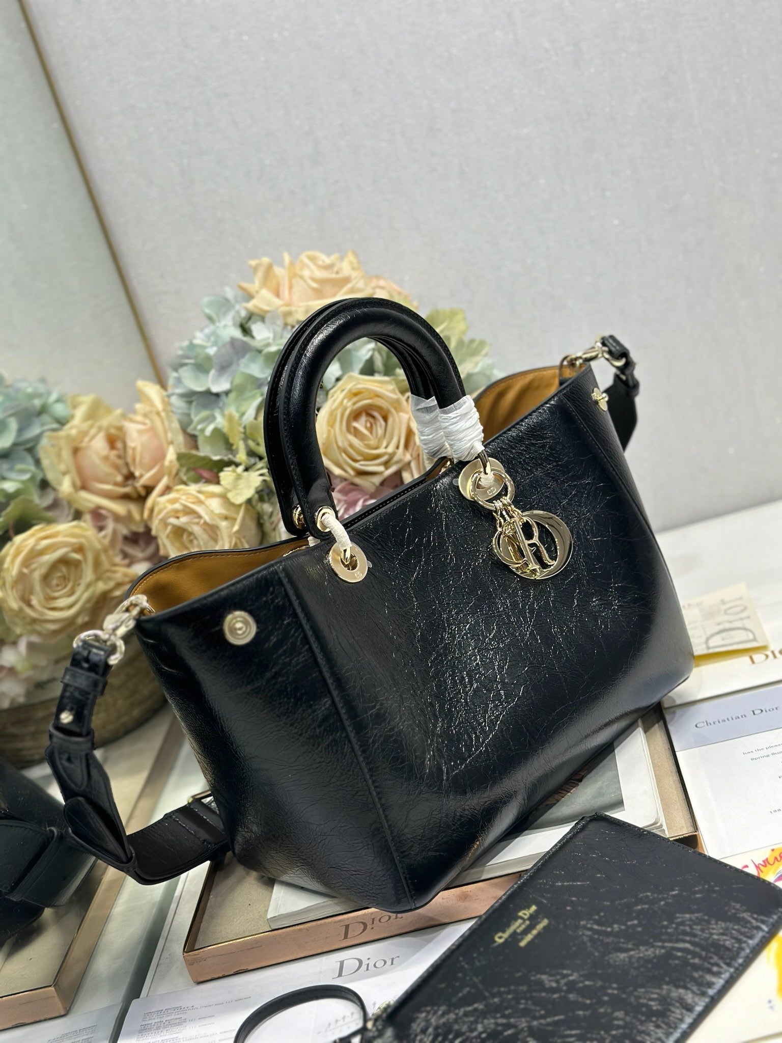 DIOR 26S TOUJOURS BAG 28 IN BLACK CALFSKIN