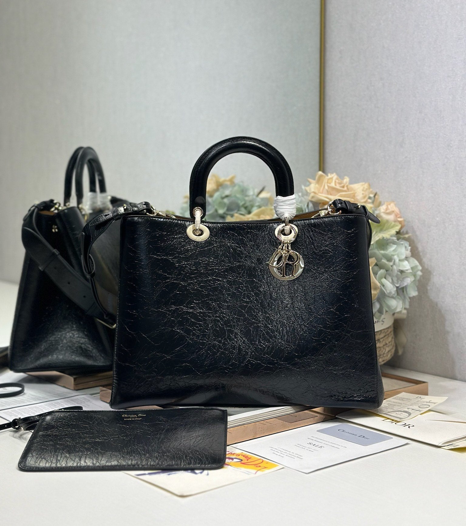 DIOR 26S TOUJOURS BAG 37 IN BLACK CALFSKIN