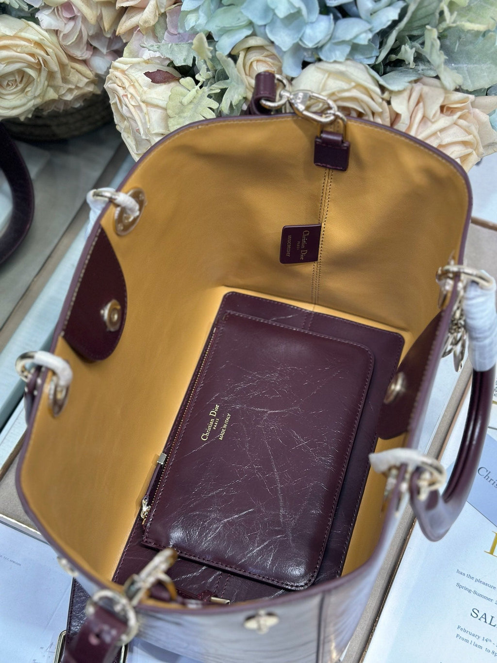 DIOR 26S TOUJOURS BAG 28 IN  DARK RED CALFSKIN