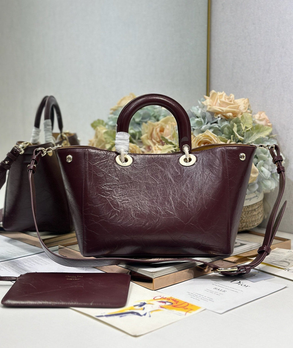 DIOR 26S TOUJOURS BAG 28 IN  DARK RED CALFSKIN