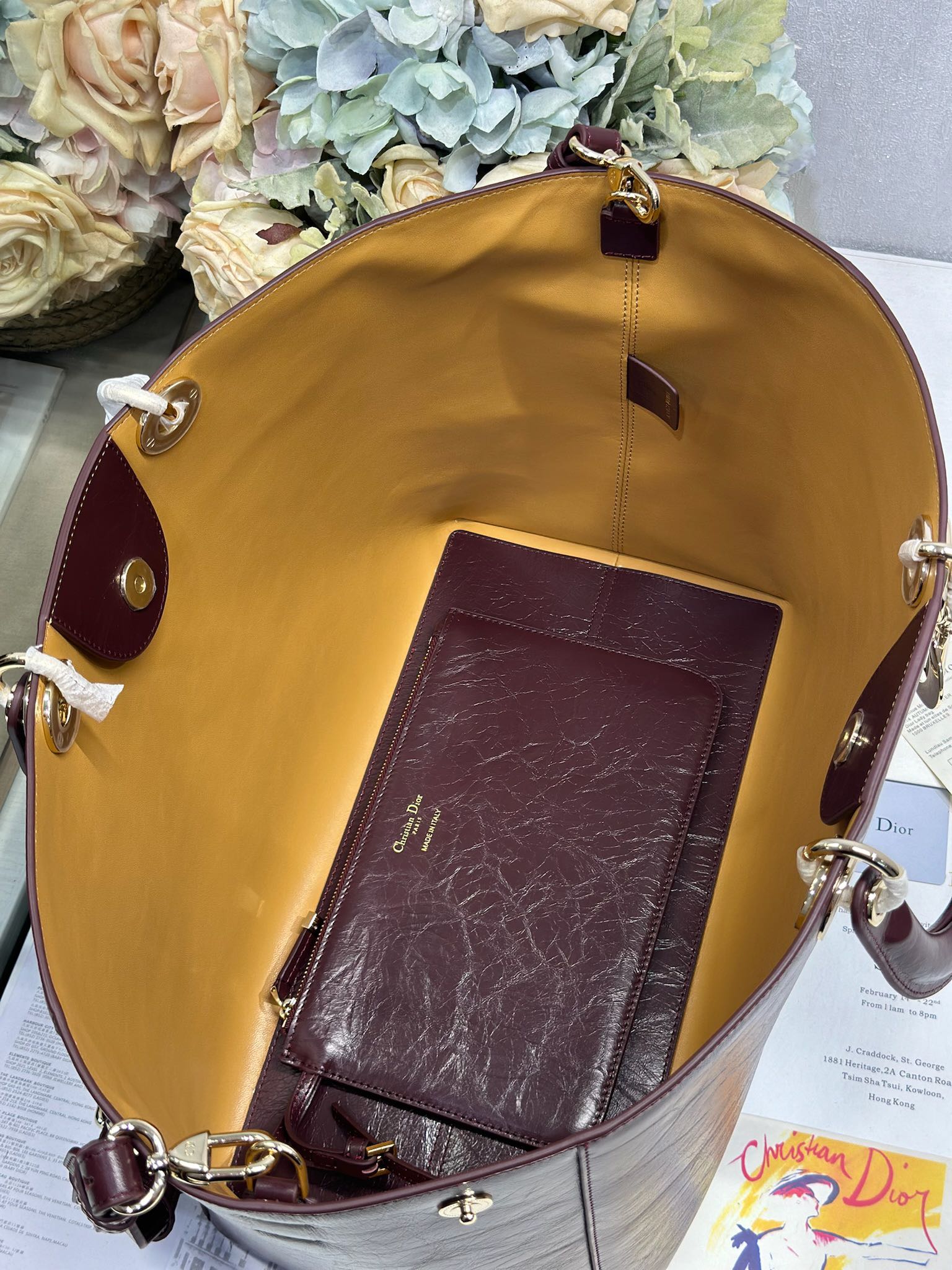 DIOR 26S TOUJOURS BAG 37 IN DARK RED CALFSKIN