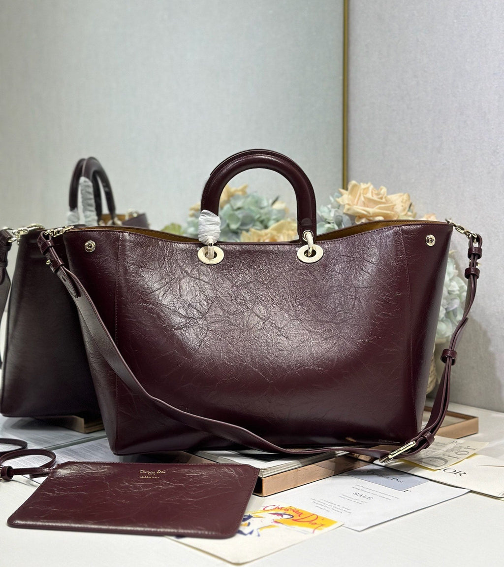 DIOR 26S TOUJOURS BAG 37 IN DARK RED CALFSKIN